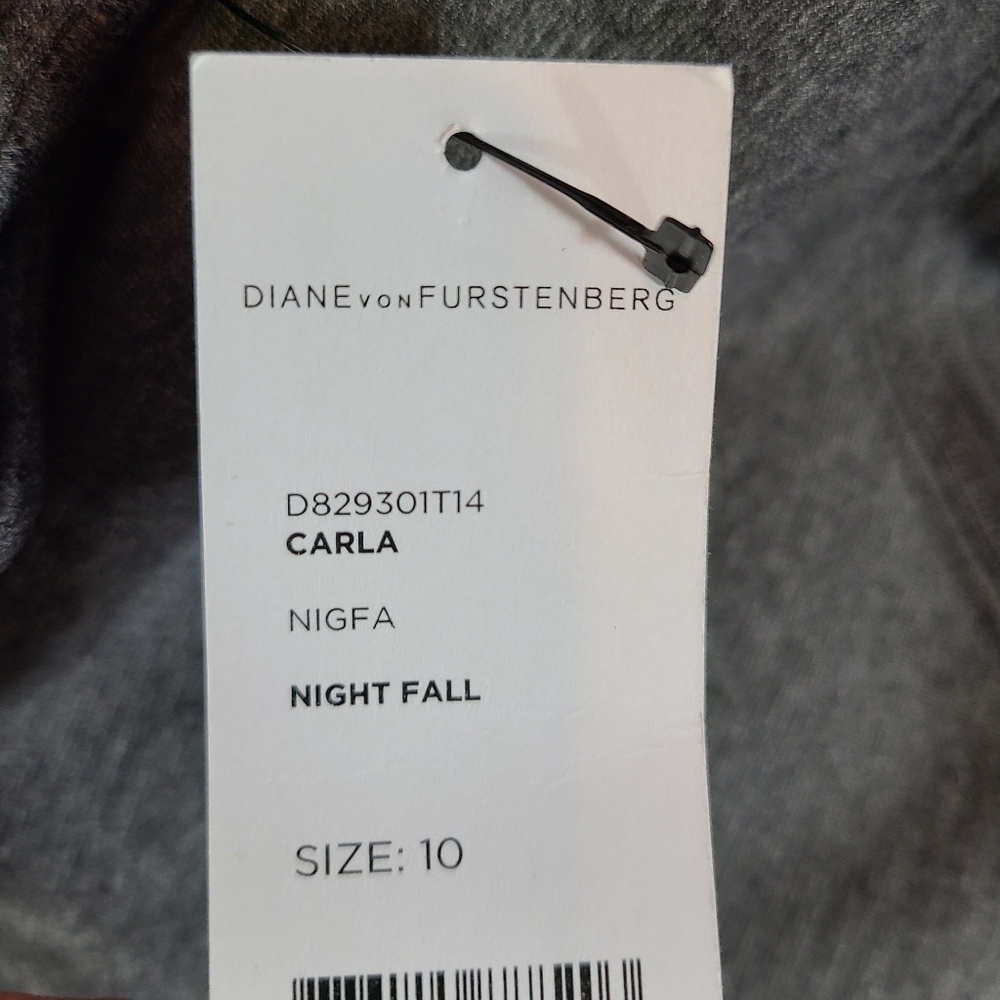 Diane Von Furstenberg Gray Sleeveless  V-Neck Fit Flare Work Mini Dress‎ 10 NWT - Picture 9 of 10